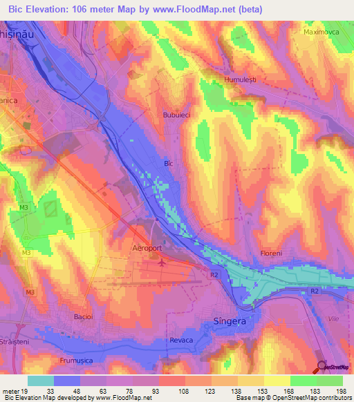 Bic,Moldova Elevation Map