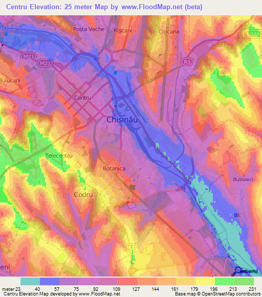 Centru,Moldova Elevation Map