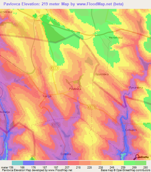 Pavlovca,Moldova Elevation Map