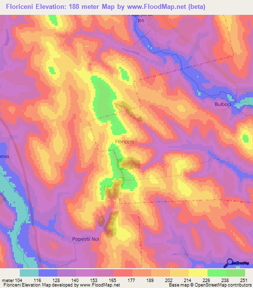 Floriceni,Moldova Elevation Map