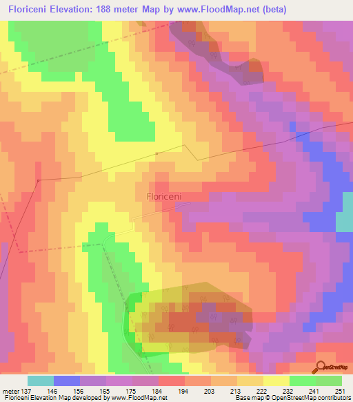 Floriceni,Moldova Elevation Map