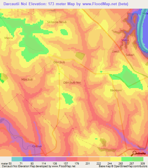 Darcautii Noi,Moldova Elevation Map