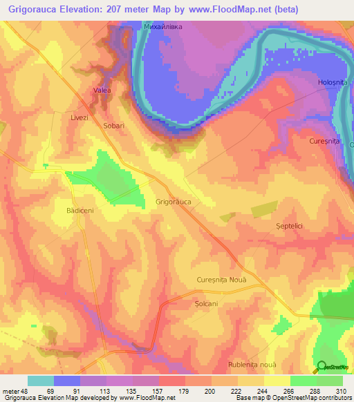 Grigorauca,Moldova Elevation Map