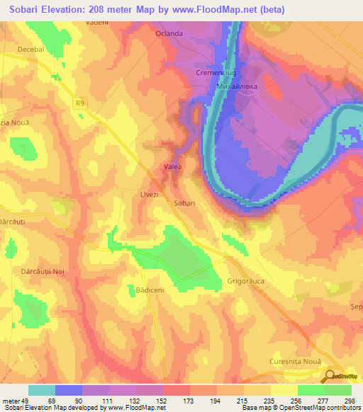 Sobari,Moldova Elevation Map