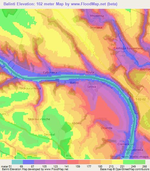 Balinti,Moldova Elevation Map