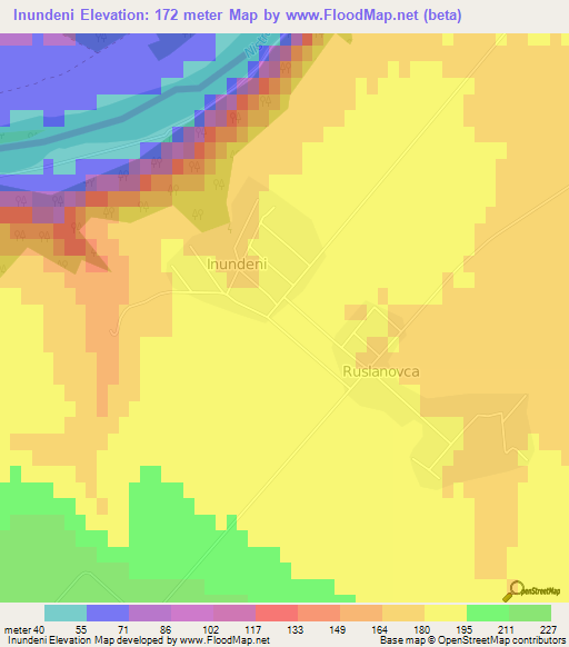 Inundeni,Moldova Elevation Map