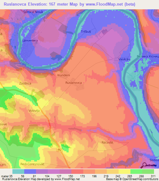 Ruslanovca,Moldova Elevation Map