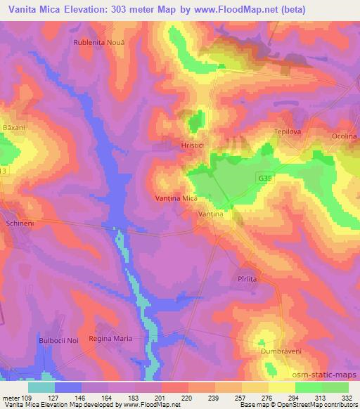 Vanita Mica,Moldova Elevation Map