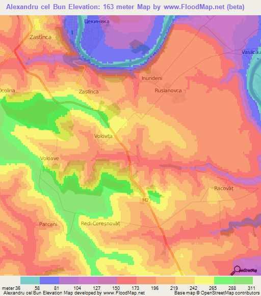 Alexandru cel Bun,Moldova Elevation Map