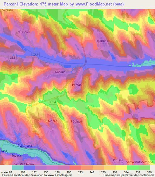 Parcani,Moldova Elevation Map