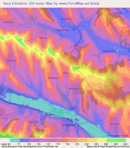 Saca,Moldova Elevation Map