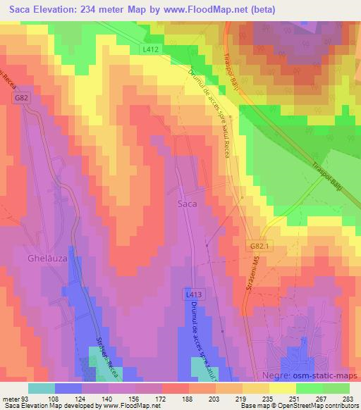 Saca,Moldova Elevation Map