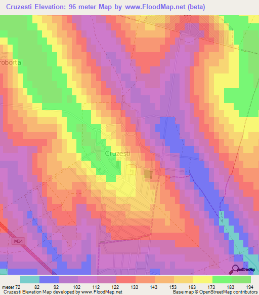 Cruzesti,Moldova Elevation Map