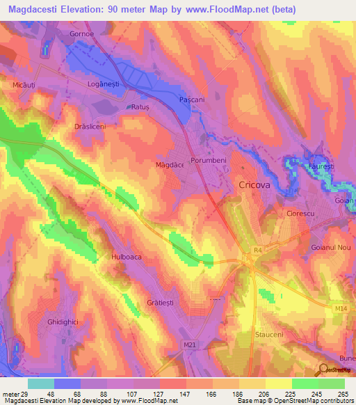 Magdacesti,Moldova Elevation Map