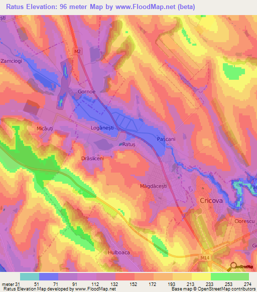 Ratus,Moldova Elevation Map