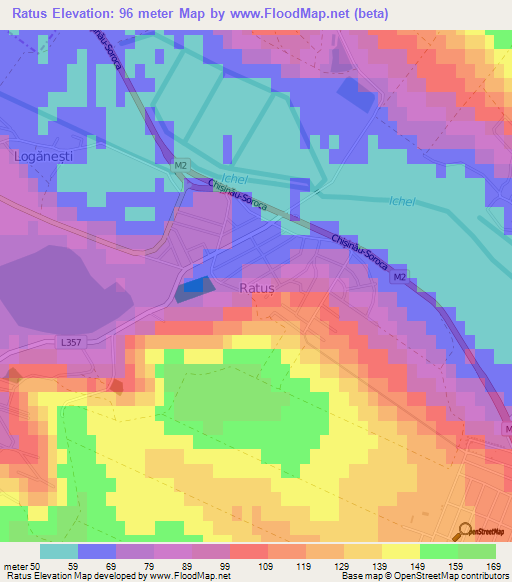 Ratus,Moldova Elevation Map