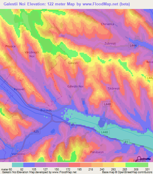 Galestii Noi,Moldova Elevation Map