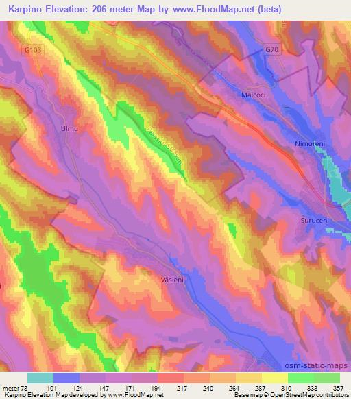 Karpino,Moldova Elevation Map