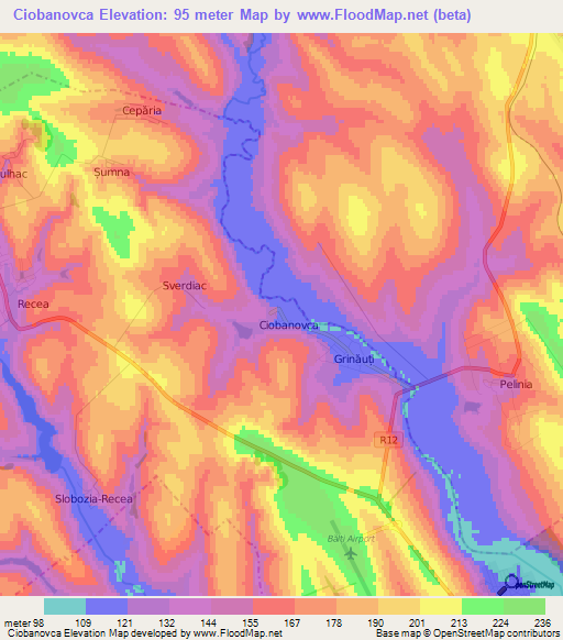 Ciobanovca,Moldova Elevation Map