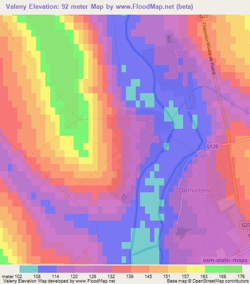 Valeny,Moldova Elevation Map