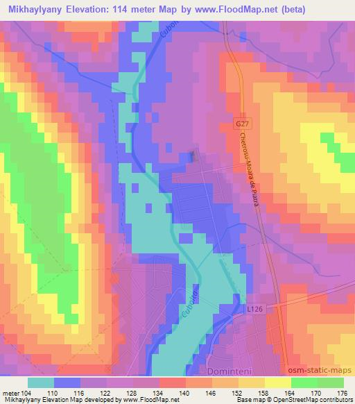 Mikhaylyany,Moldova Elevation Map