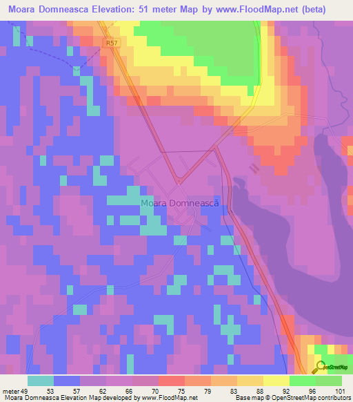 Moara Domneasca,Moldova Elevation Map