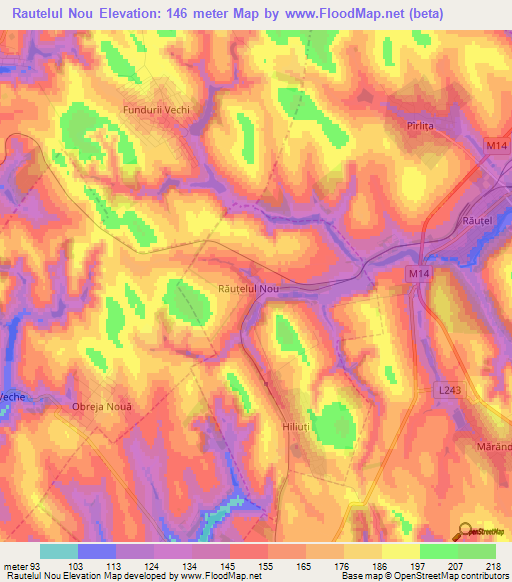 Rautelul Nou,Moldova Elevation Map