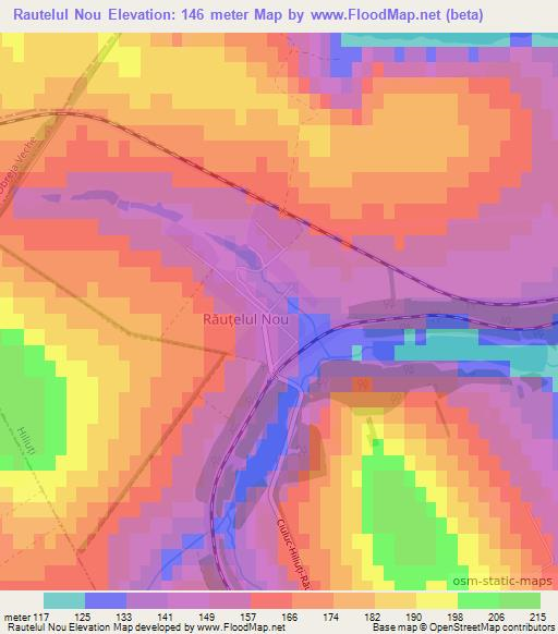 Rautelul Nou,Moldova Elevation Map