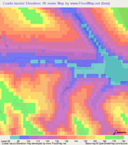 Coada Iazului,Moldova Elevation Map