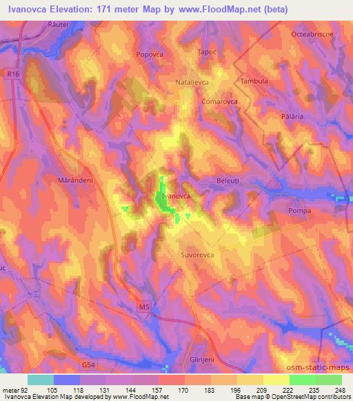 Ivanovca,Moldova Elevation Map