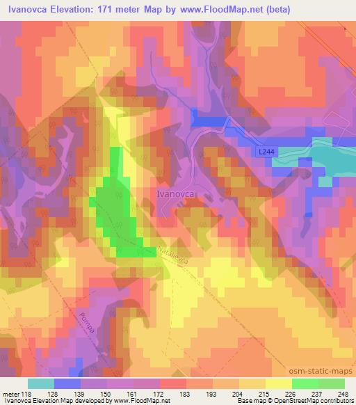 Ivanovca,Moldova Elevation Map