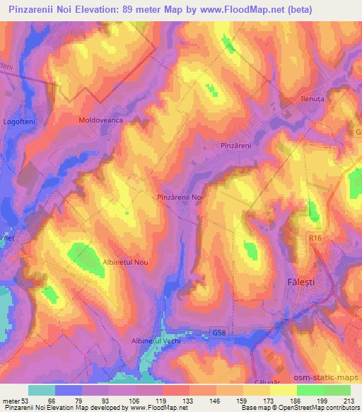 Pinzarenii Noi,Moldova Elevation Map