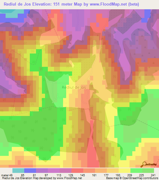 Rediul de Jos,Moldova Elevation Map