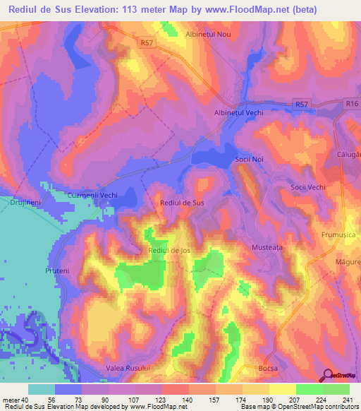 Rediul de Sus,Moldova Elevation Map