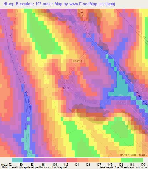 Hirtop,Moldova Elevation Map