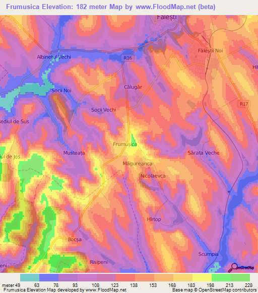 Frumusica,Moldova Elevation Map