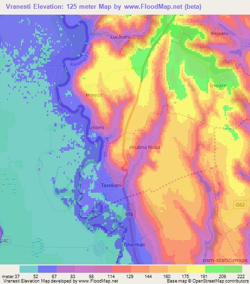 Vranesti,Moldova Elevation Map