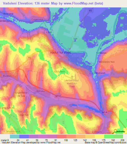 Vaduleni,Moldova Elevation Map