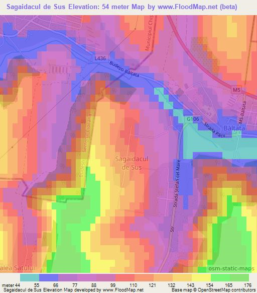 Sagaidacul de Sus,Moldova Elevation Map