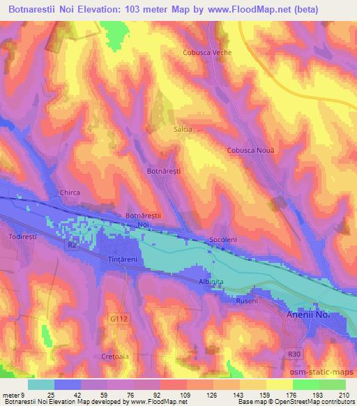 Botnarestii Noi,Moldova Elevation Map