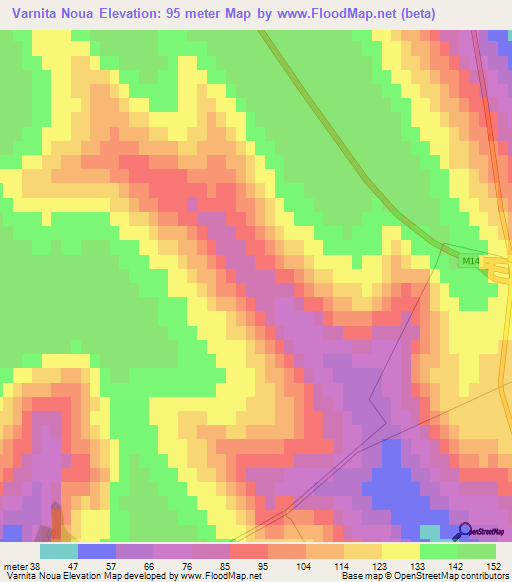 Varnita Noua,Moldova Elevation Map