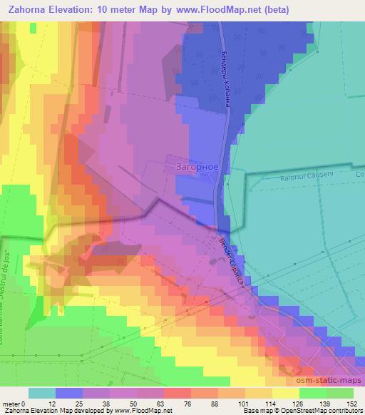 Zahorna,Moldova Elevation Map