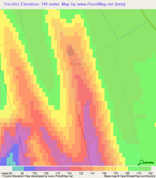 Tricolici,Moldova Elevation Map