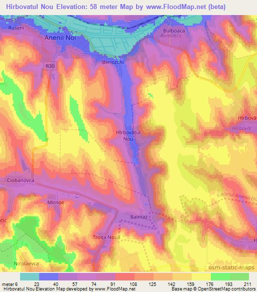 Hirbovatul Nou,Moldova Elevation Map