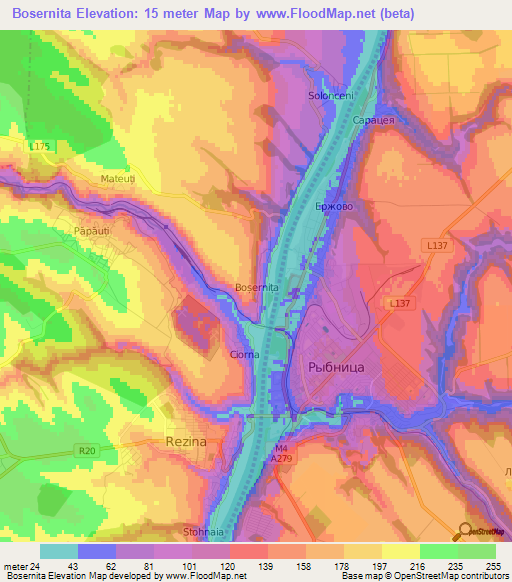 Bosernita,Moldova Elevation Map