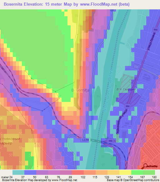 Bosernita,Moldova Elevation Map