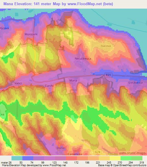 Mana,Moldova Elevation Map