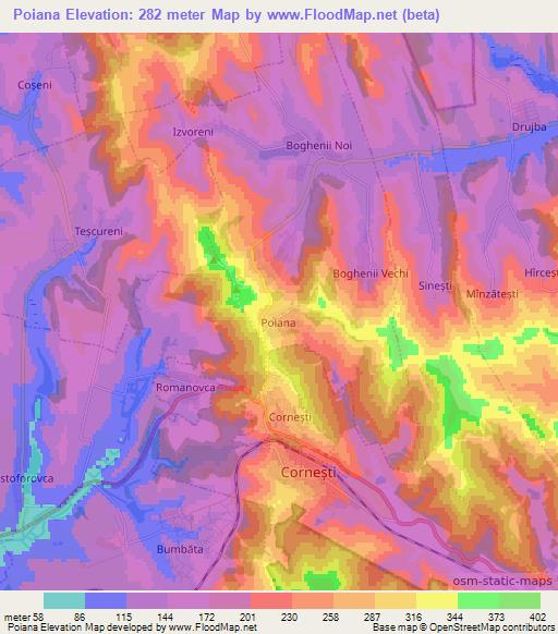 Poiana,Moldova Elevation Map