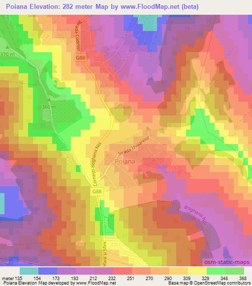 Poiana,Moldova Elevation Map