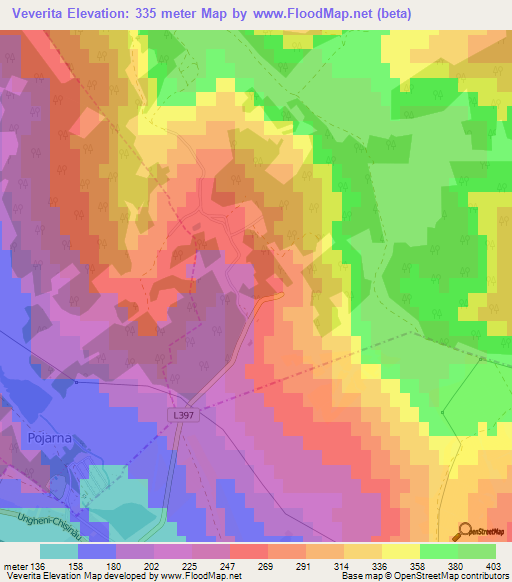 Veverita,Moldova Elevation Map